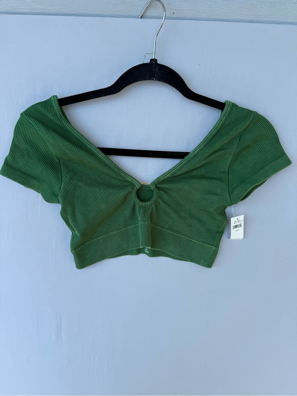 Aerie OFFLINE NWT Green Ribbed Crop Top with Front Ring Detail